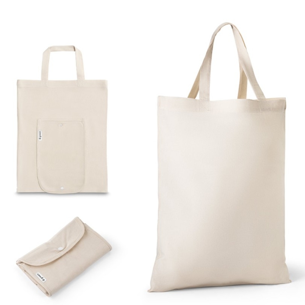 BEIRUT. Sacola dobrável em 50% algodão, 30% algodão reciclado e 20% poliéster reciclado (140 g/m²)