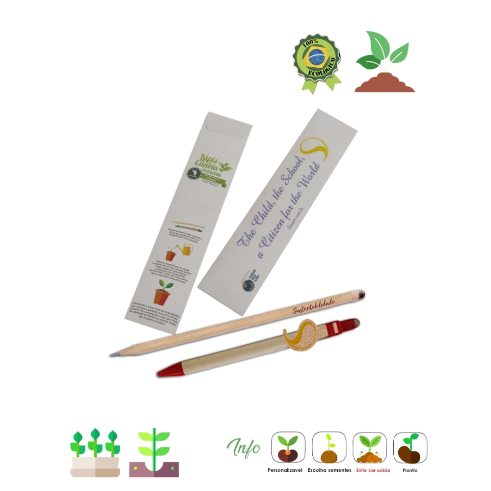 Conj Caneta Ecológica e lapis semente  -Conj Caneta Ecológica e lapis semente  
