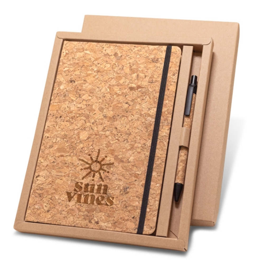 FREUD II. Conjunto de bloco de notas e esferográfica em cortiça