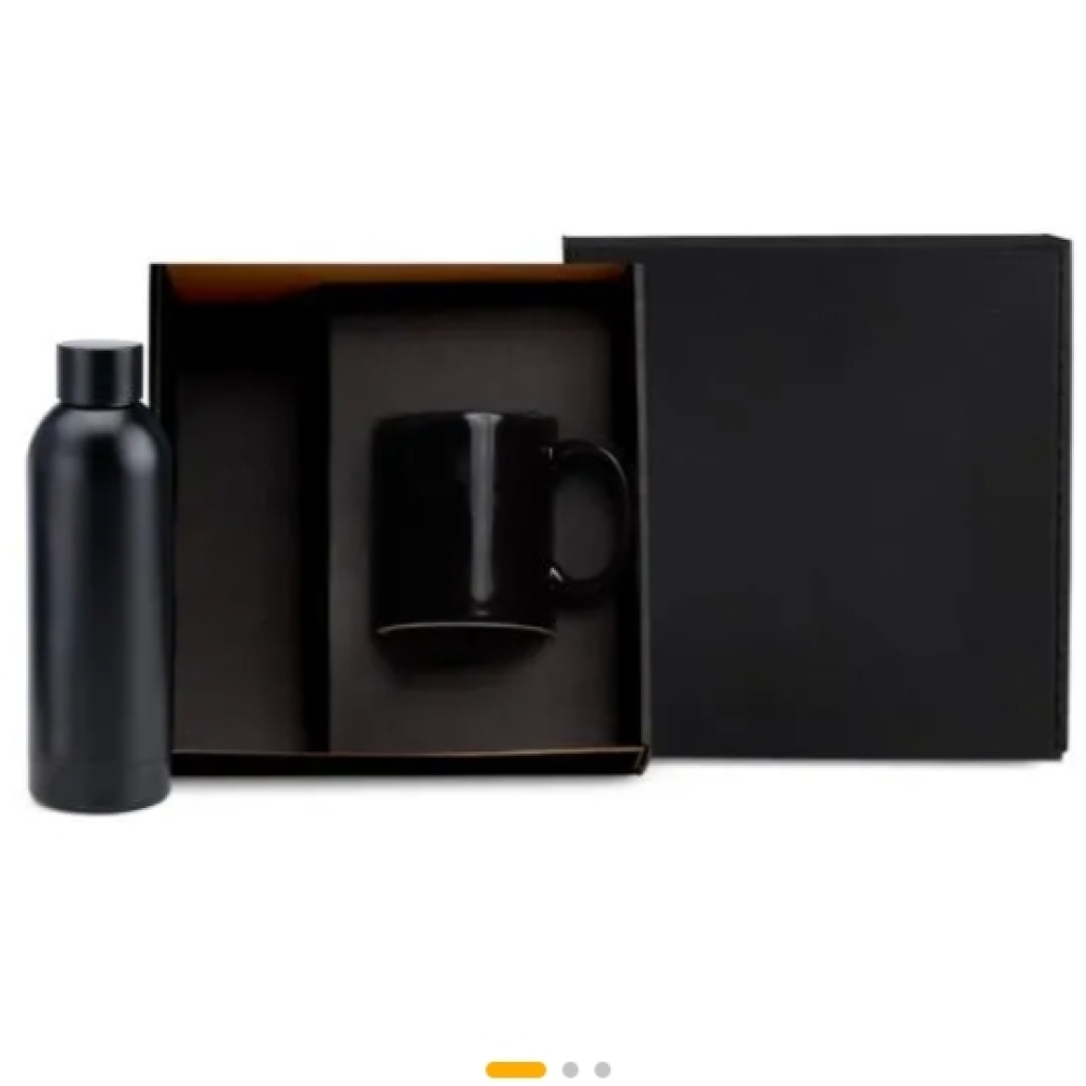 KIT GARRAFA E CANECA - PRETO - 2 PÇS
